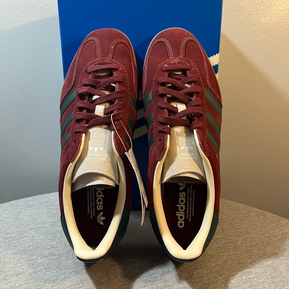 Adidas Gazelle Indoor Burgundy Red Green Gum Bottom Retro Men's Size 10.5 JH5403 - Picture 8 of 11